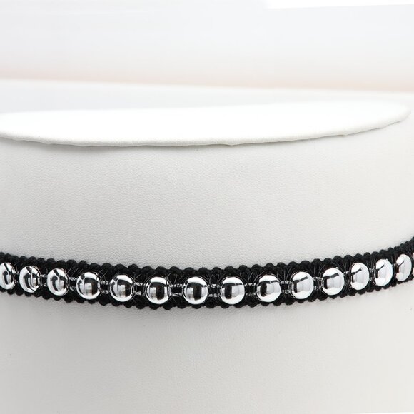 Black Lace Gothic Choker Adjustable black with Silver tone design cups (#13) - Picture 5 of 9